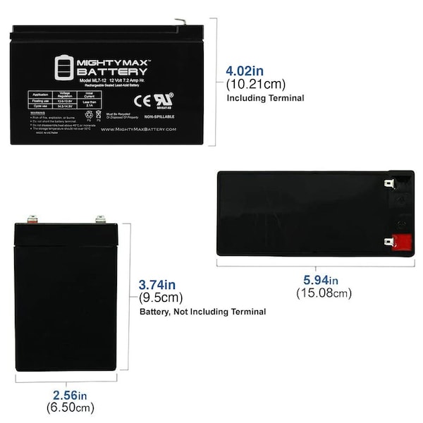 12V 7Ah UPS Battery For Leadman UPS-500 - 4PK